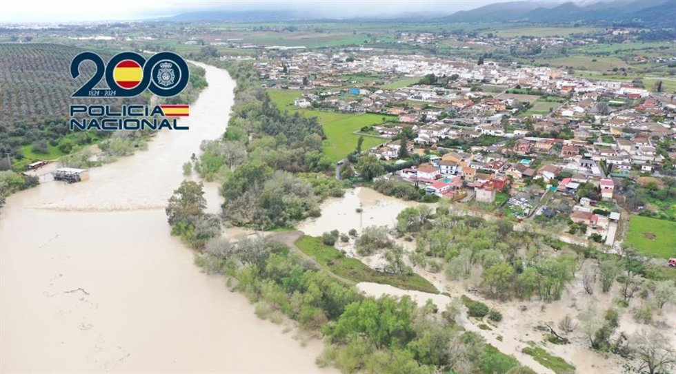 Parcelas inundadas por la crecida del Guadalquivir.