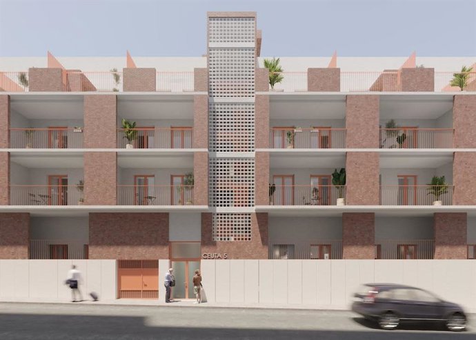 Recreación virtual del futuro edificio de viviendas sociales en el número cinco de la calle Ceuta, en el barrio de San Blas, en Alicante.