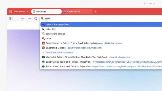 Barra de direcciones del navgador Vivaldi