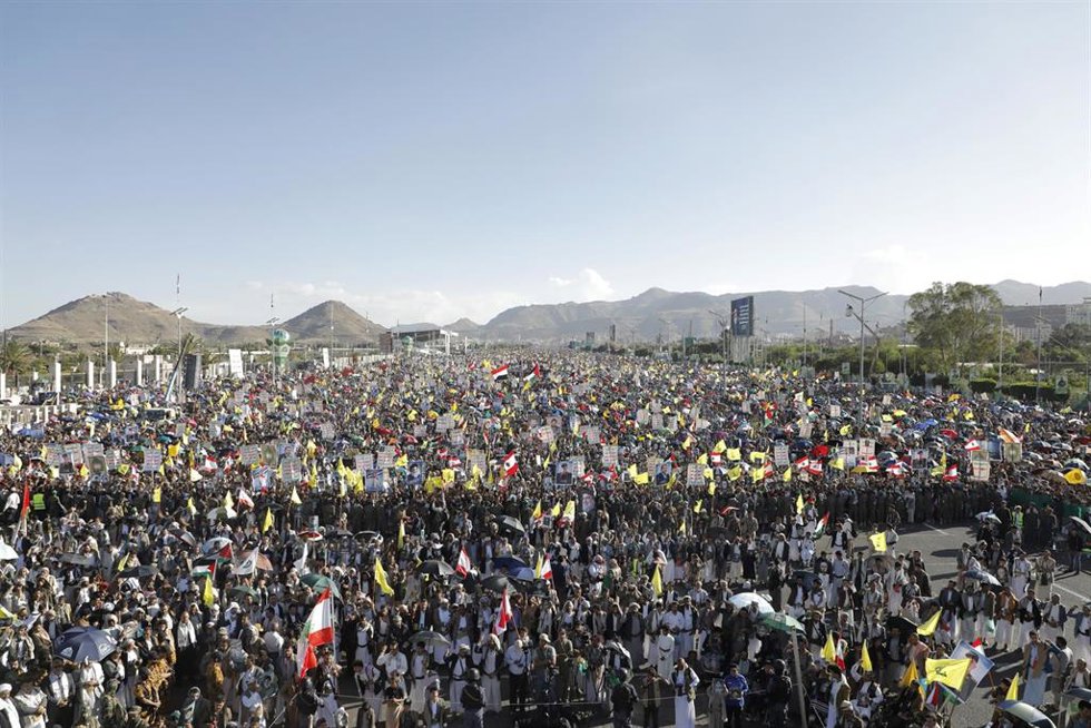 Archivo - Una manifestación propalestina en la capital de Yemen, Saná