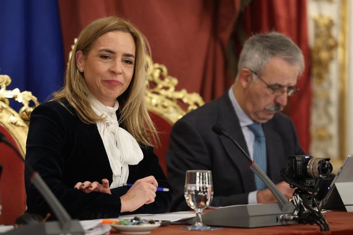 Archivo - La presidenta de la Diputación de Cádiz, Almudena Martínez, presidiendo un Pleno.