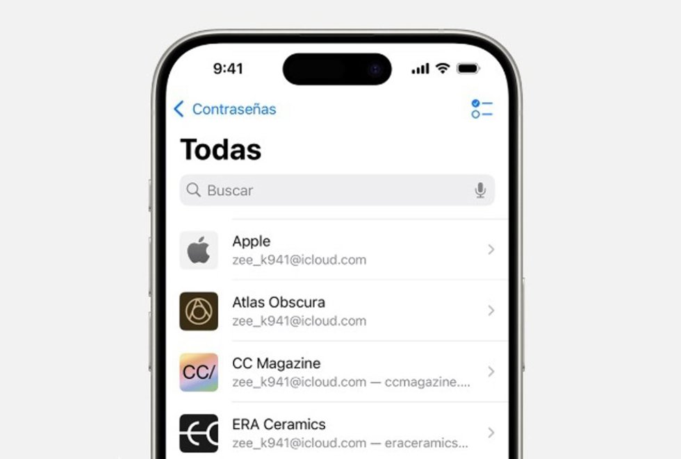 La app Contraseñas de Apple