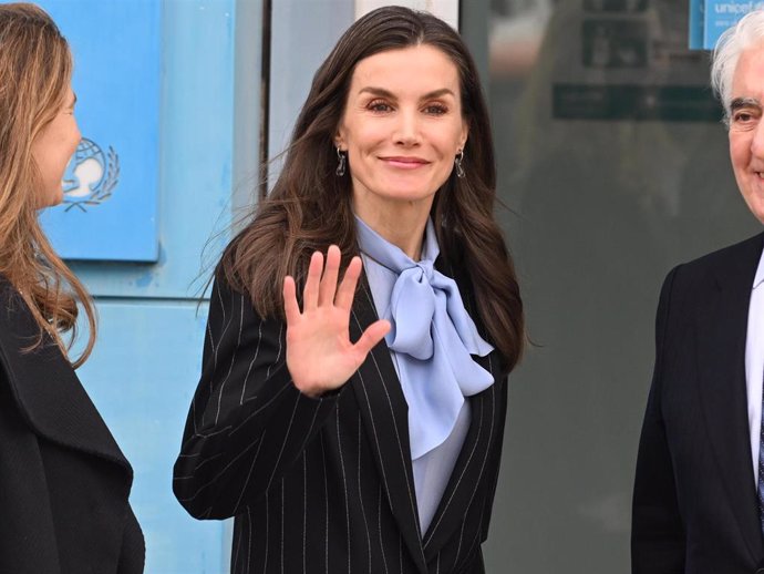 La Reina Letizia, a su llegada a una reunión de trabajo con el Patronato y el Consejo Asesor de Infancia y Adolescencia de UNICEF España