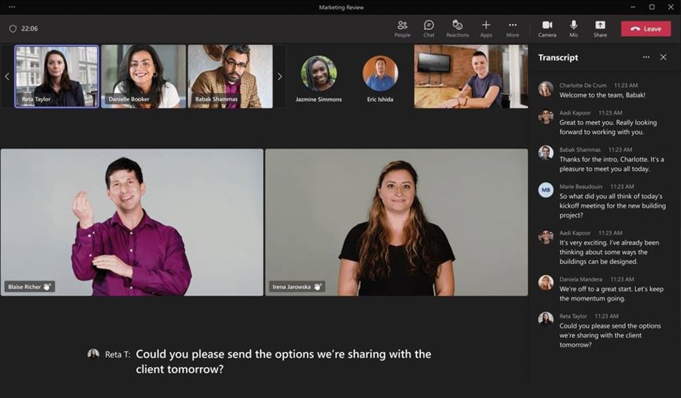 Interfaz de Microsoft Teams