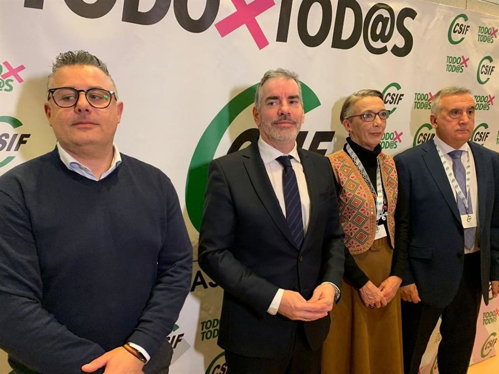 El presidente de la Unión Autonómica de CSIF en Castilla y León, Benjamín Castro, durante la celebración del V Congreso de Administración General de la Comunidad en Soria