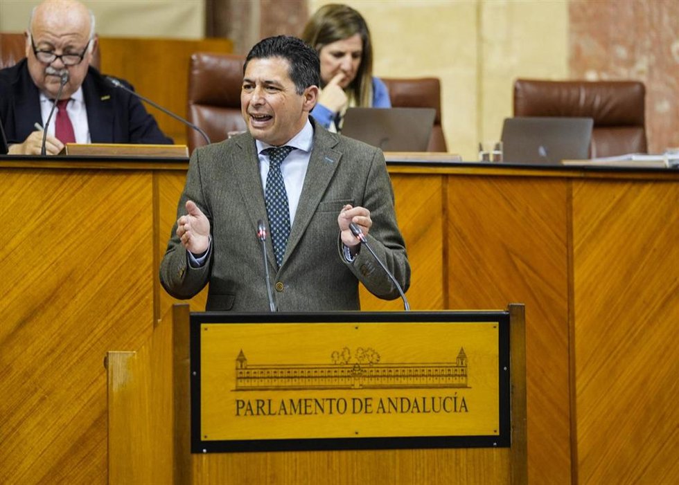 El diputado socialista Rafael Márquez, este miércoles durante su intervención en el Pleno del Parlamento.