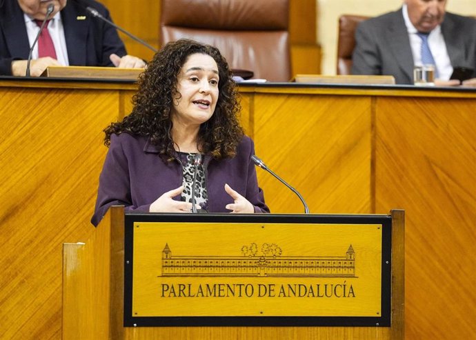 La portavoz de Por Andalucía, Inma Nieto, interviene en el Pleno del Parlamento.