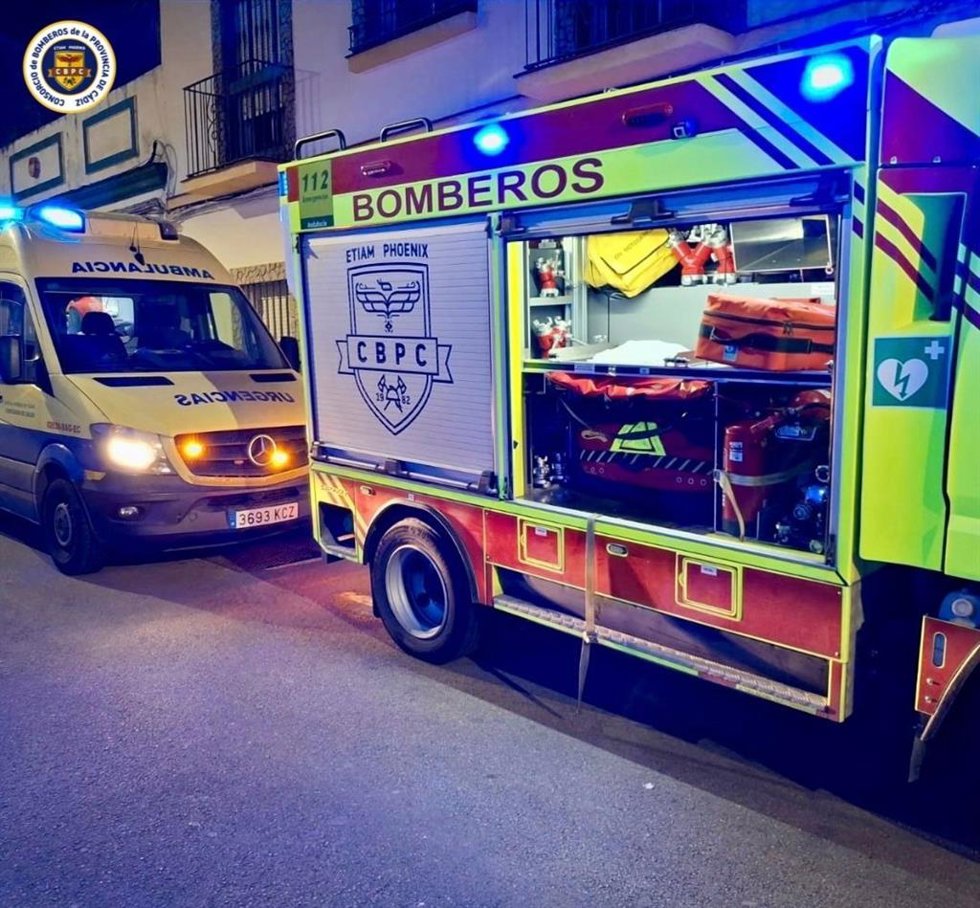 Vehiculo de Bomberos en un incendio en Jerez.