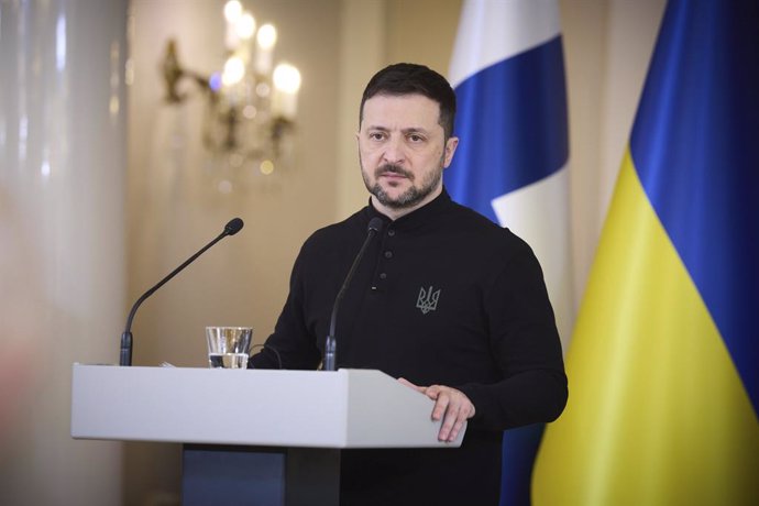 March 19, 2025, Helsinki, Finland: Ukrainian President Volodymyr Zelenskyy, listens to a question during a joint press conference hosted by Finnish President Alexander Stubb at the Presidential Palace, March 19, 2025 in Helsinki, Finland.