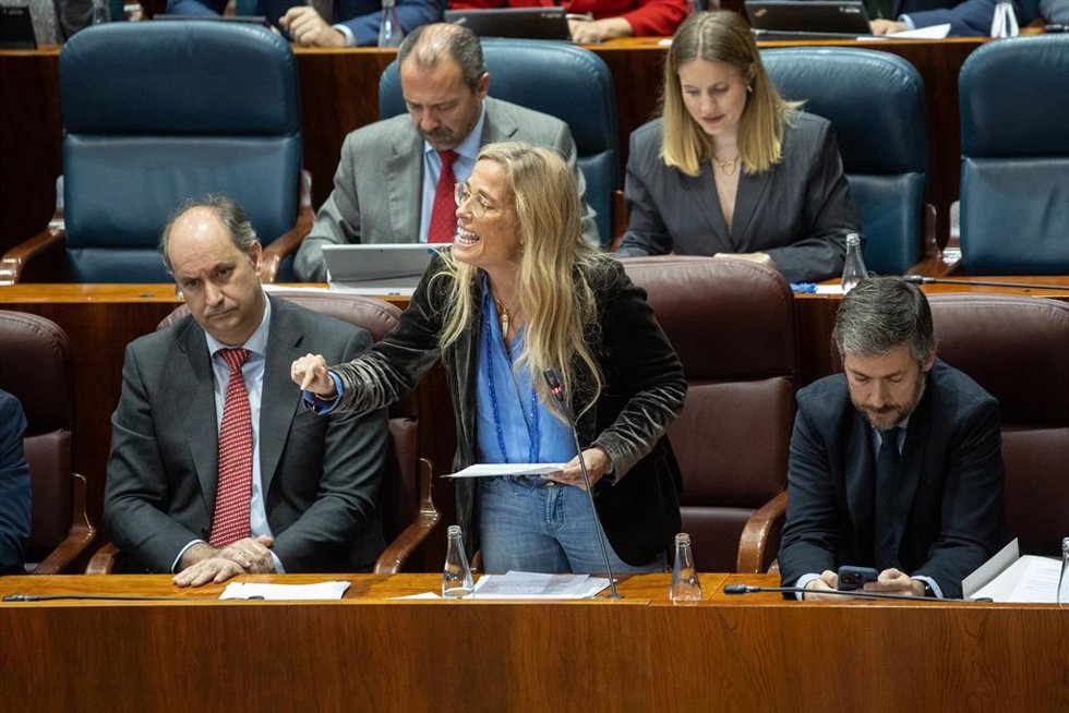 La consejera de Economía, Rocío Albert, durante un pleno en la Asamblea de Madrid, a 13 de marzo de 2025, en Madrid (España). 