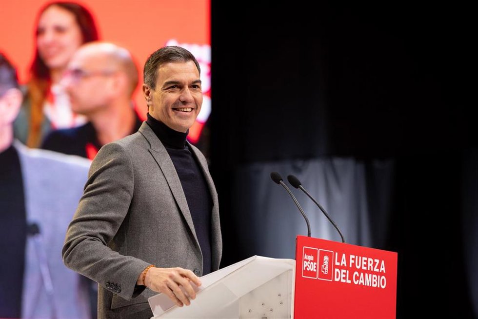 El president del Gobierno y secretario general del PSOE, Pedro Sánchez, en un acto de partido.