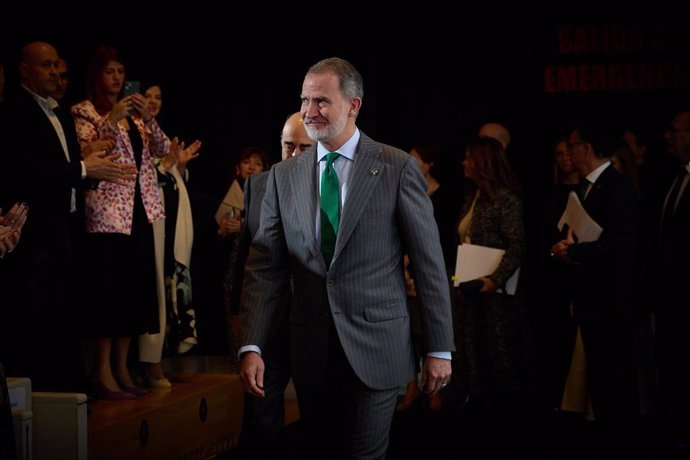 El Rey Felipe VI entrega la octava edición del 'Premio Nacional Pyme del Año' organizado por la Cámara de Comercio de España y el Banco Santander, en la sede de Santander España, a 20 de marzo de 2025, en Madrid (España). El premio reconoce la labor de la