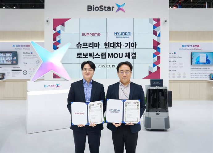 Hyundai y Suprema firman un MoU para desarrollar una solución de seguridad que integre robótica e IA.