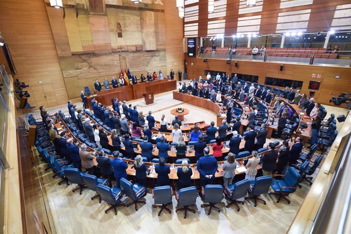 El hemiciclo de la Asamblea de Madrid durante un pleno en la Asamblea de Madrid, a 20 de marzo de 2025, en Madrid (España). 