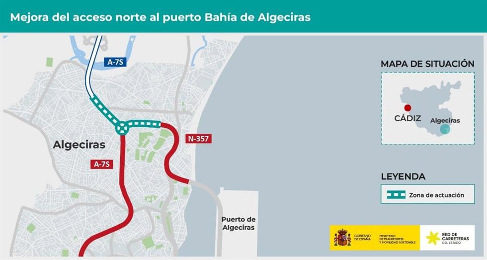 Imagen de la obra adjudicada en el acceso norte al puerto de Algeciras.