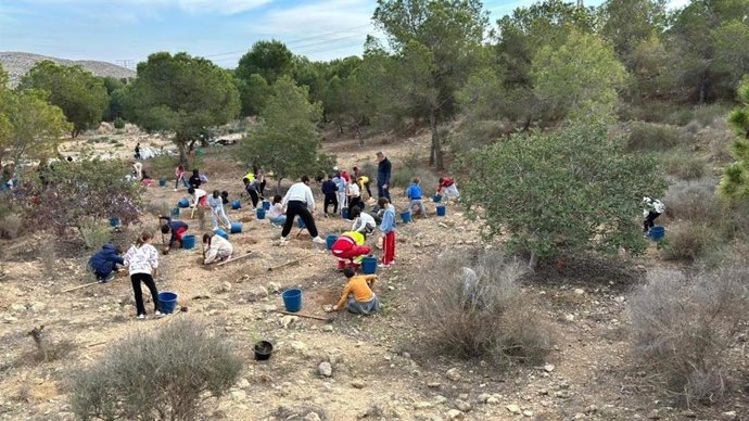 Alumnado de colegios de Alicante participa en actividades de reforestación por el Día Mundial del Árbol.