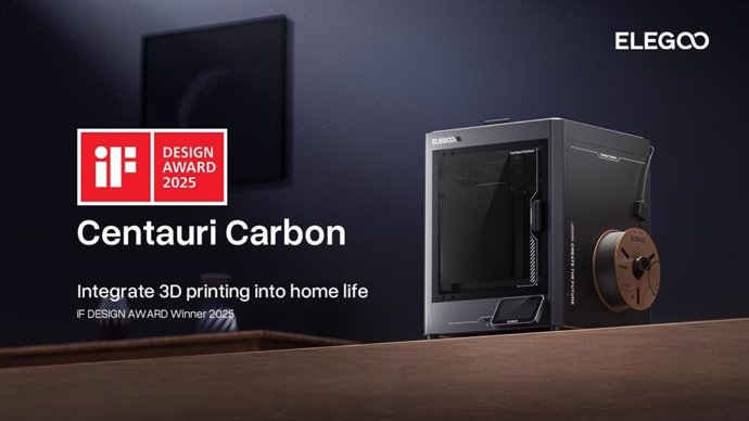 Elegoo's Centauri Carbon wins iF DESIGN AWARD 2025 for smoothly integrating 3D printing into home life.