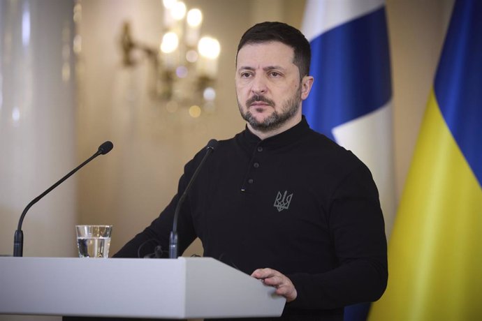 March 19, 2025, Helsinki, Finland: Ukrainian President Volodymyr Zelenskyy, listens to a question during a joint press conference hosted by Finnish President Alexander Stubb at the Presidential Palace, March 19, 2025 in Helsinki, Finland.