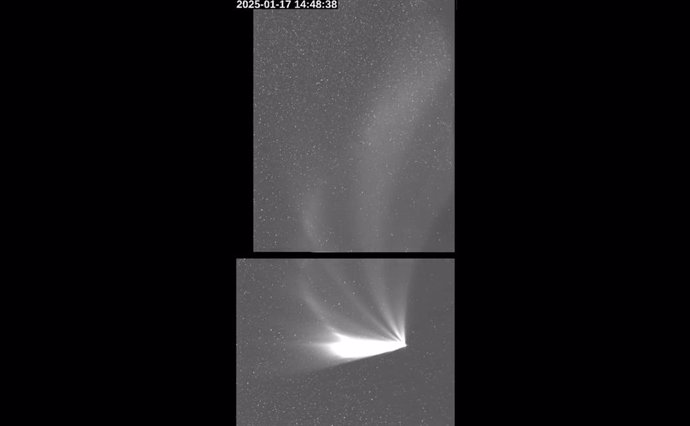 Imagen única de la cola estriada del cometa C/2024 G3 (ATLAS) tomada por la sonda Solar Orbiter