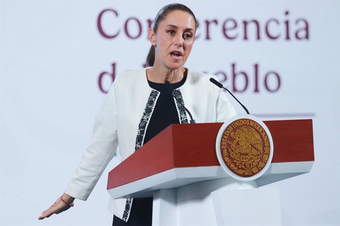 March 19, 2025, Mexico City, Cdmx, Mexico: Mexico's President, Claudia Sheinbaum Pardo speaks during a news conference about the electoral process of the Judiciary will be for June 1, 2025. at the National Palace. on March 19, 2025 in Mexico City, Mexico.