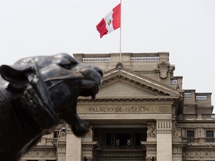 March 8, 2025, Lima, Lima, Peru: Facade of the Palace of Justice in Lima, seat of the Supreme Court of Peru