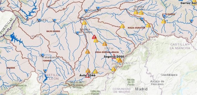 Avisos hidrológicos de la CHD para este sábado