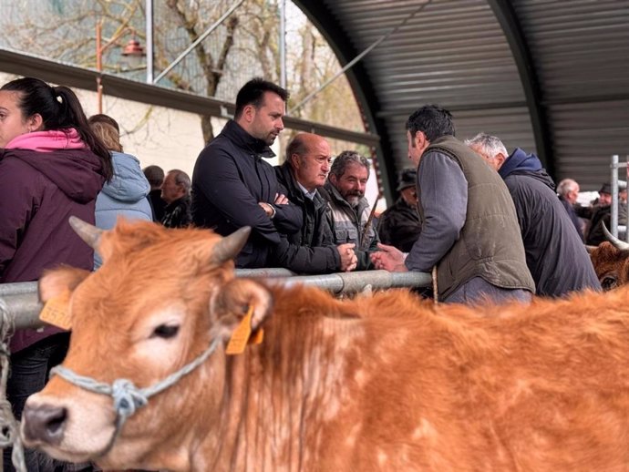 El presidente del PP, Álvaro Queipo en la Feria de Quirós.