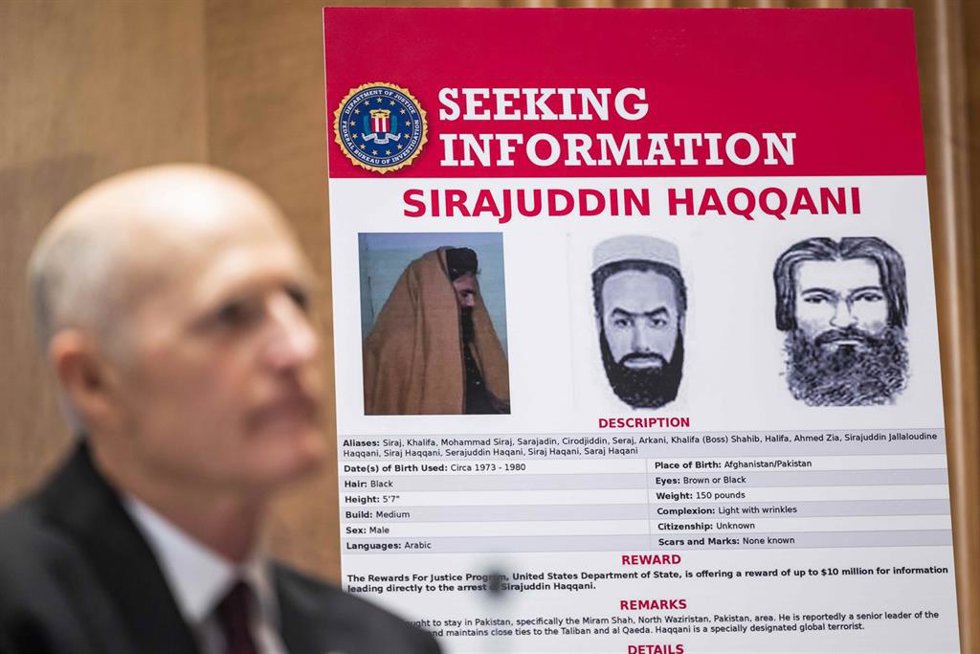 Archivo - Imagen de busca y captura del líder de la red Haqqani, Sirajuddin Haqqani 