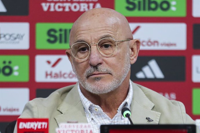 Luis de la Fuente, head coach of Spain Team, attends his press conference to announce the list of summoned players ahead the UEFA Nations League football matches of Spain Team against The Netherlands at Mestalla stadium on March 14, 2025, in Valencia, Spa