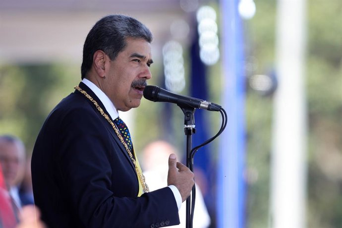 Archivo - Arquivo - 10 de janeiro de 2025, Venezuela, Caracas: O presidente venezuelano Nicolas Maduro discursa em sua cerimônia de posse para um terceiro mandato. Foto: Andres Gonzalez/dpa