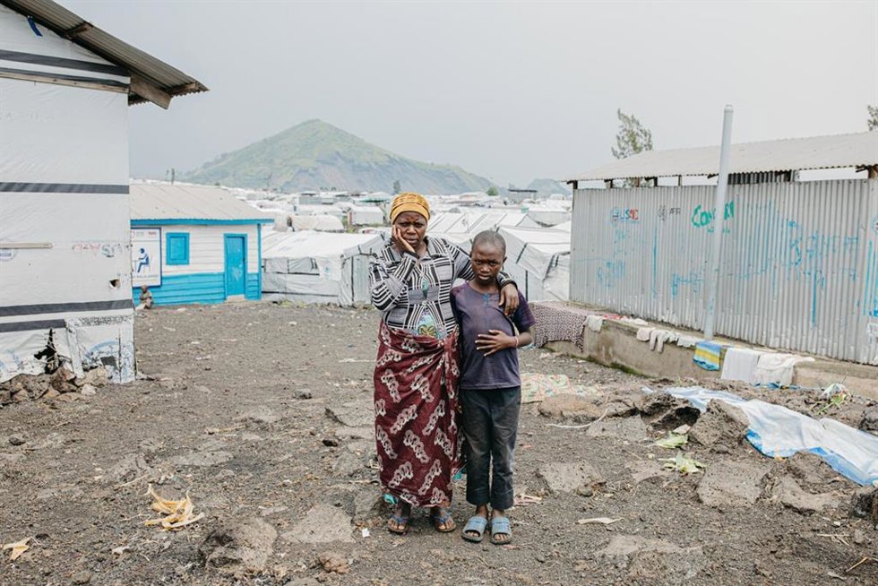 Julienne and her eight children fled their home in Mushaki when armed conflict erupted, forcing them into Bulengo displacement camp.