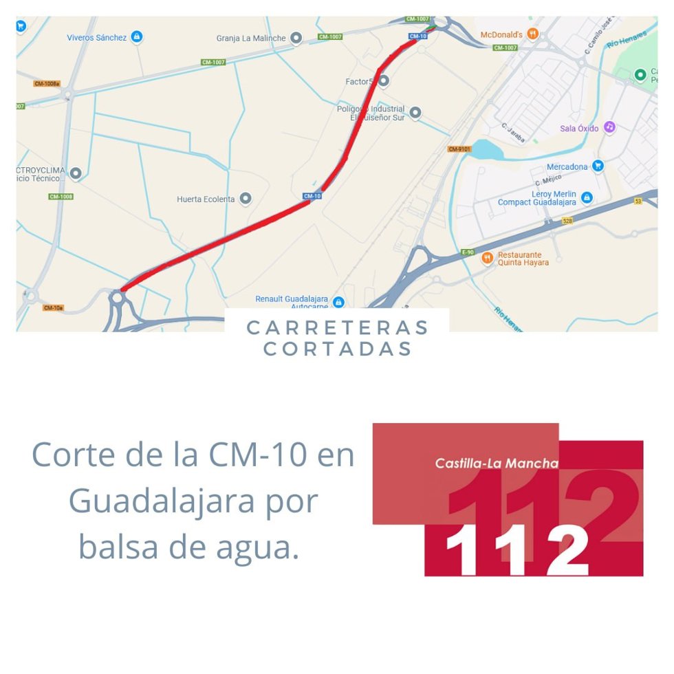 Corte de carretera en la CM-10