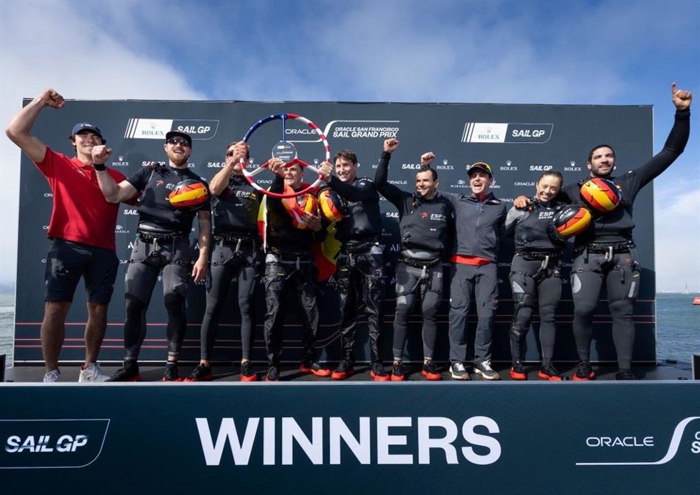 El equipo español de SailGP celebra su victoria en el Gran Premio de San Francisco