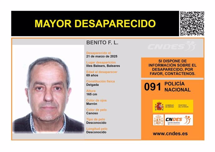 Imagen con la alerta de la desaparición.