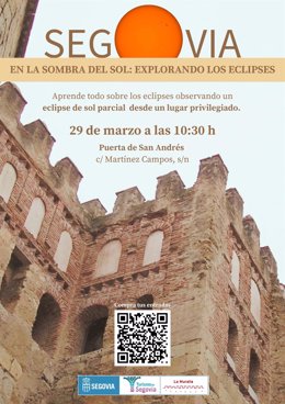 Cartel anunciador de la observación del eclipse solar en Segovia.