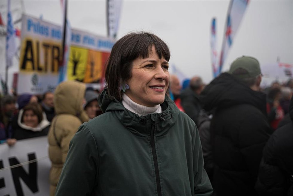 La portavoz nacional del BNG, Ana Pontón, durante una manifestación contra Altri