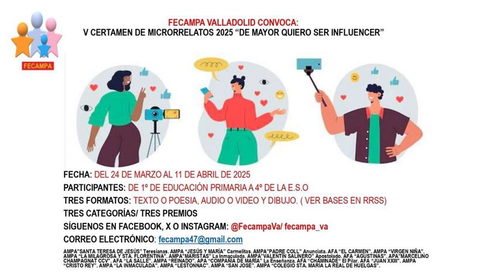 Fecampa convoca la IV edición de su concurso de microrrelatos 'De mayor quiero ser influencer'.