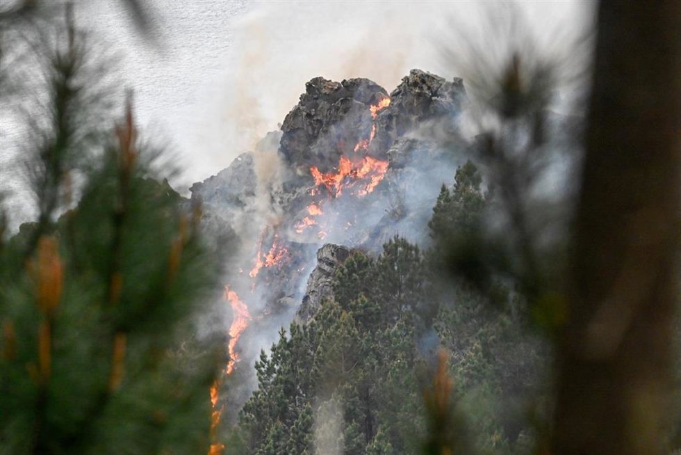 Operativos trabajan en el incendio forestal de Jaizkibel, a 20 de marzo de 2025, en Pasaia, Guipúzcoa, País Vasco (España). 