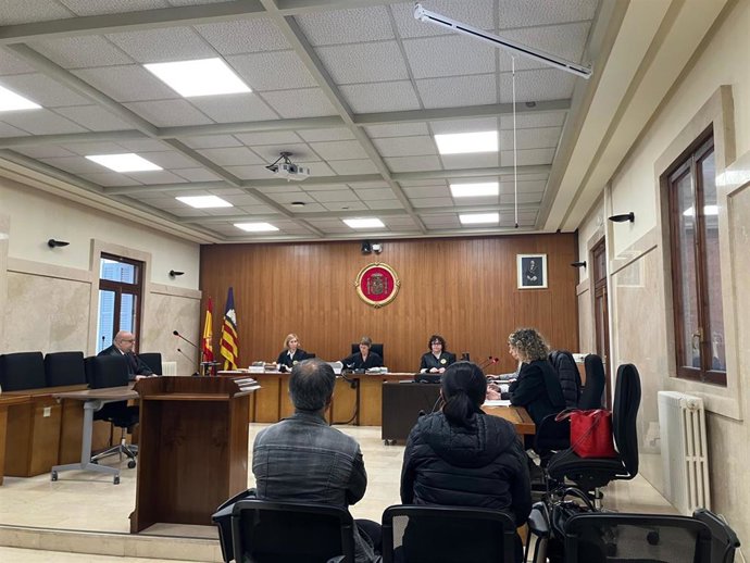 El acusado, de espaldas, este martes en la Audiencia Provincial de Palma.