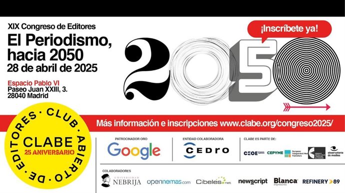 Abiertas las inscripciones para asistir al XIX Congreso de Editores el 28 de abril en Madrid