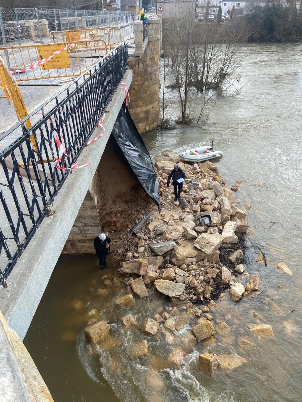 Foto del puente de San Esteban de Gormaz dañado por las intensas lluvias de marzo