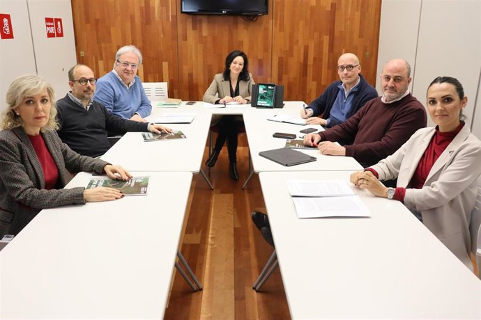 Crespín (centro, al fondo) en una reunión de la comisión de trabajo que ha desarrollado la Ponencia Marco del 16 Congreso del PSOE de Córdoba.