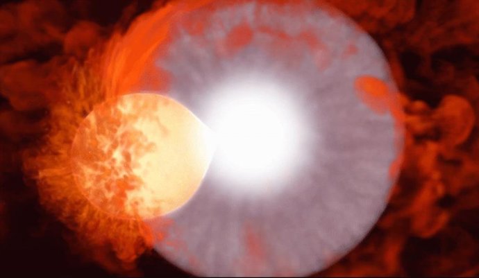 Animação mostrando a onda de choque da T CrBT Coronae Borealis (T CrB) está prestes a reaparecer no céu noturno da primavera, portanto, prepare-se para o caso de ela se tornar uma nova.