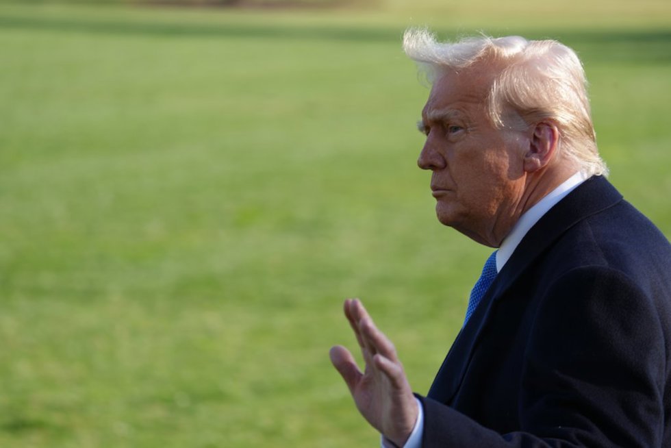 March 21, 2025, Washington, District of Columbia, USA: President DONALD TRUMP departs the White House for a weekend in Bedminster, NJ. The President took a few questions from the press before boarding his helicopter.