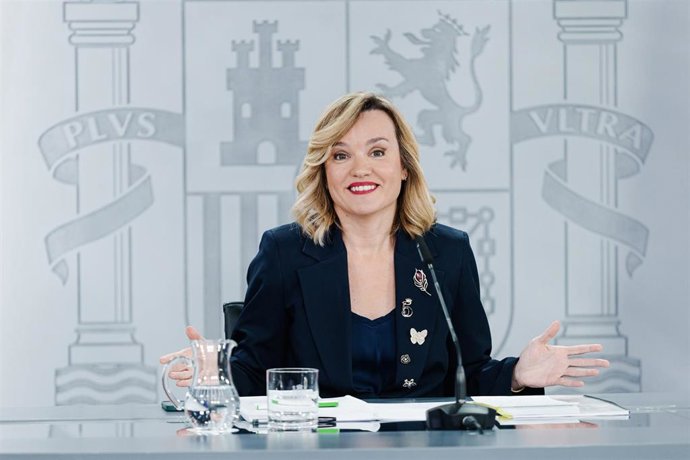 La ministra Portavoz, Pilar Alegría, durante una rueda de prensa tras el Consejo de Ministros, en el Palacio de la Moncloa, a 25 de marzo de 2025, en Madrid (España).
