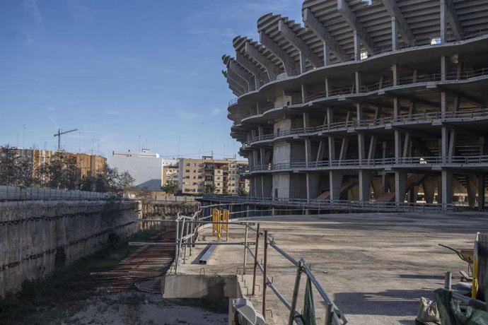 Archivo - Imagen de las obras del nuevo Mestalla. 