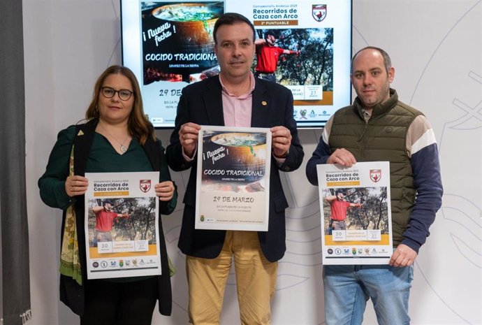 Presentación la segunda prueba puntuable del Campeonato Andaluz de Recorridos de Caza con Arco y del cocido popular de Linares de la Sierra (Huelva).