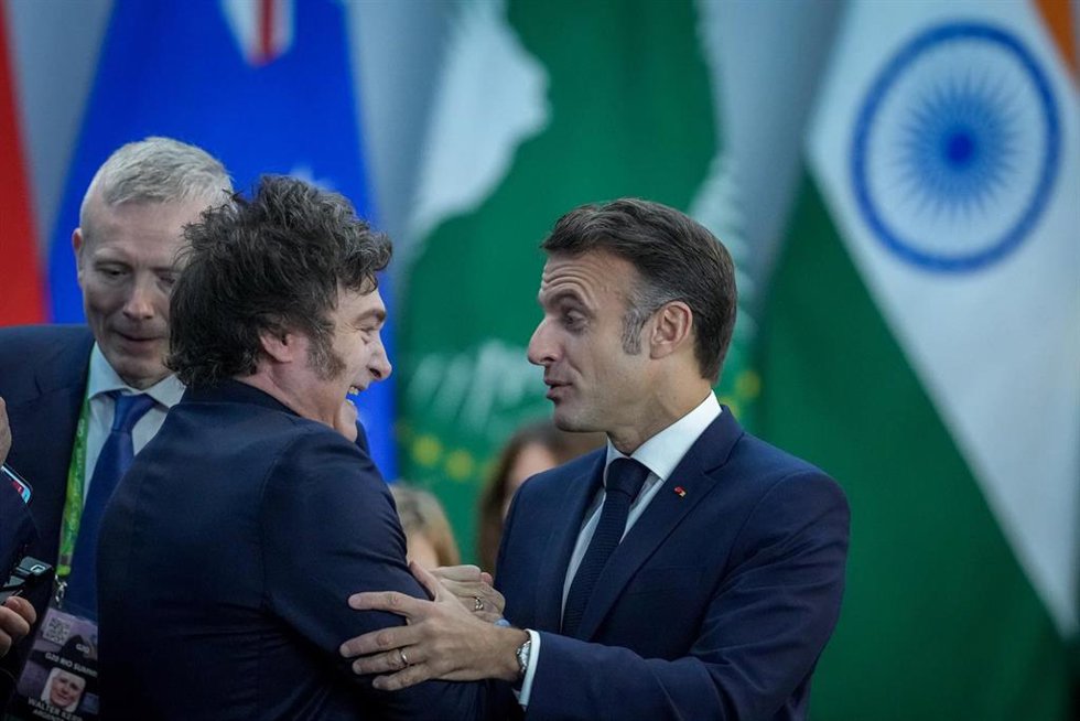 Archivo - Milei y Macron