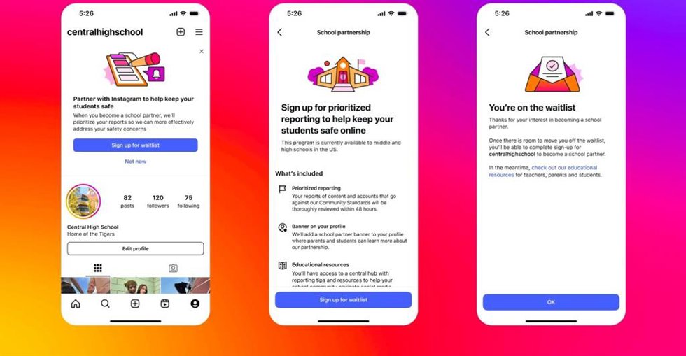 Recuso del School Partnership Program de Instagram