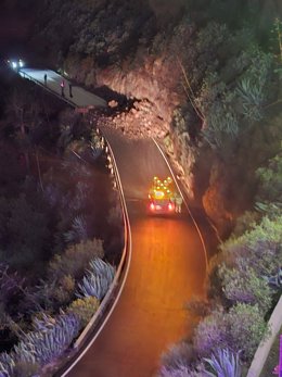 Desprendimiento en la GC-41, en Valsequillo (Gran Canaria)